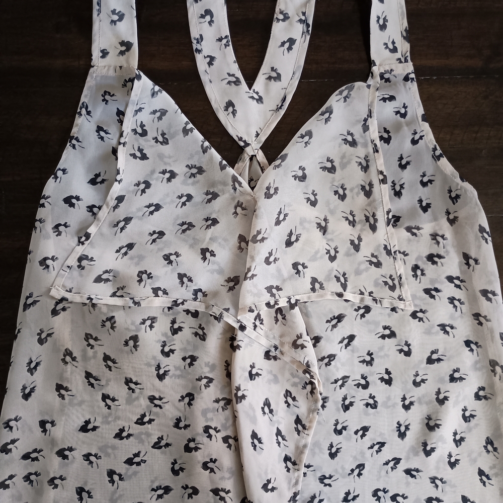 Forever 21 Asymmetrical Cut Out Tank Top Black and White